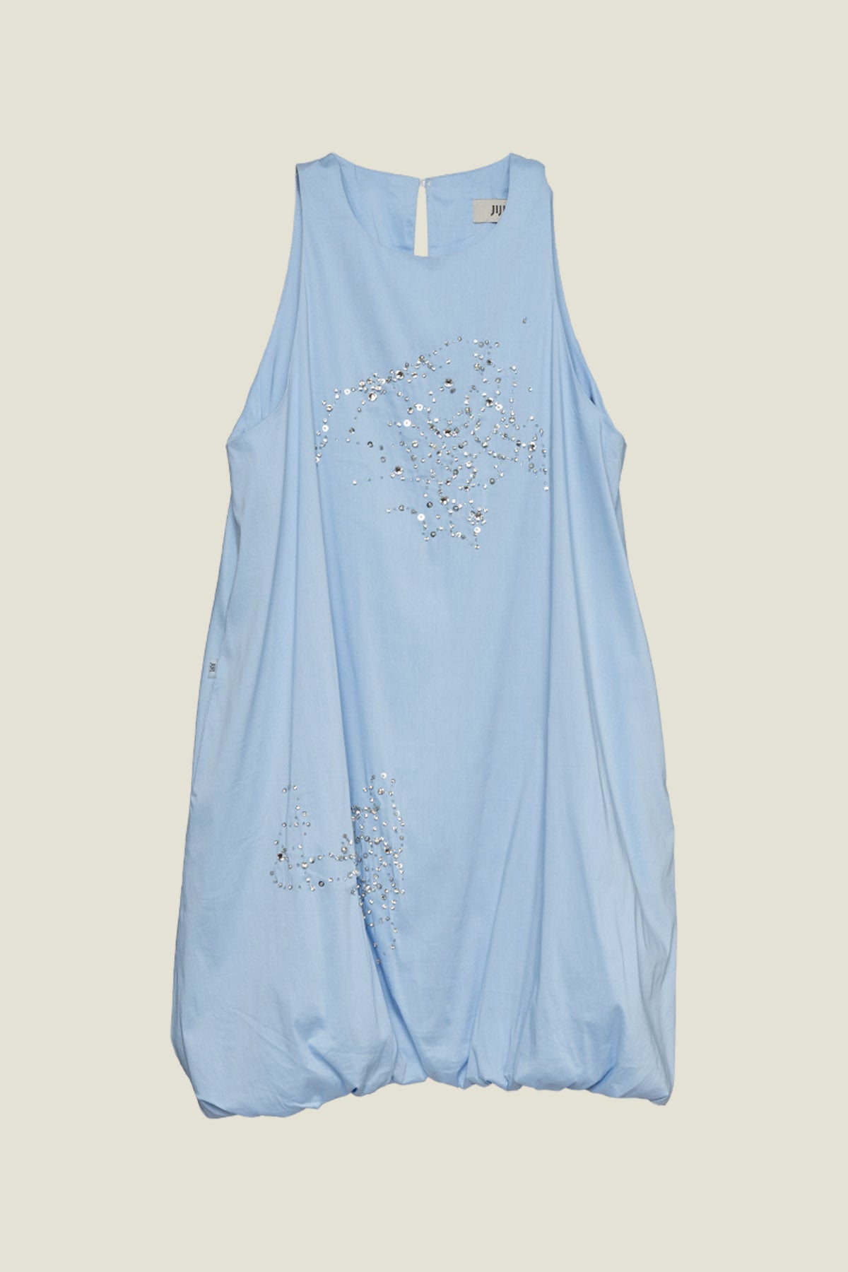 ABITO CORTO EFFETTO BALLOON CON STRASS