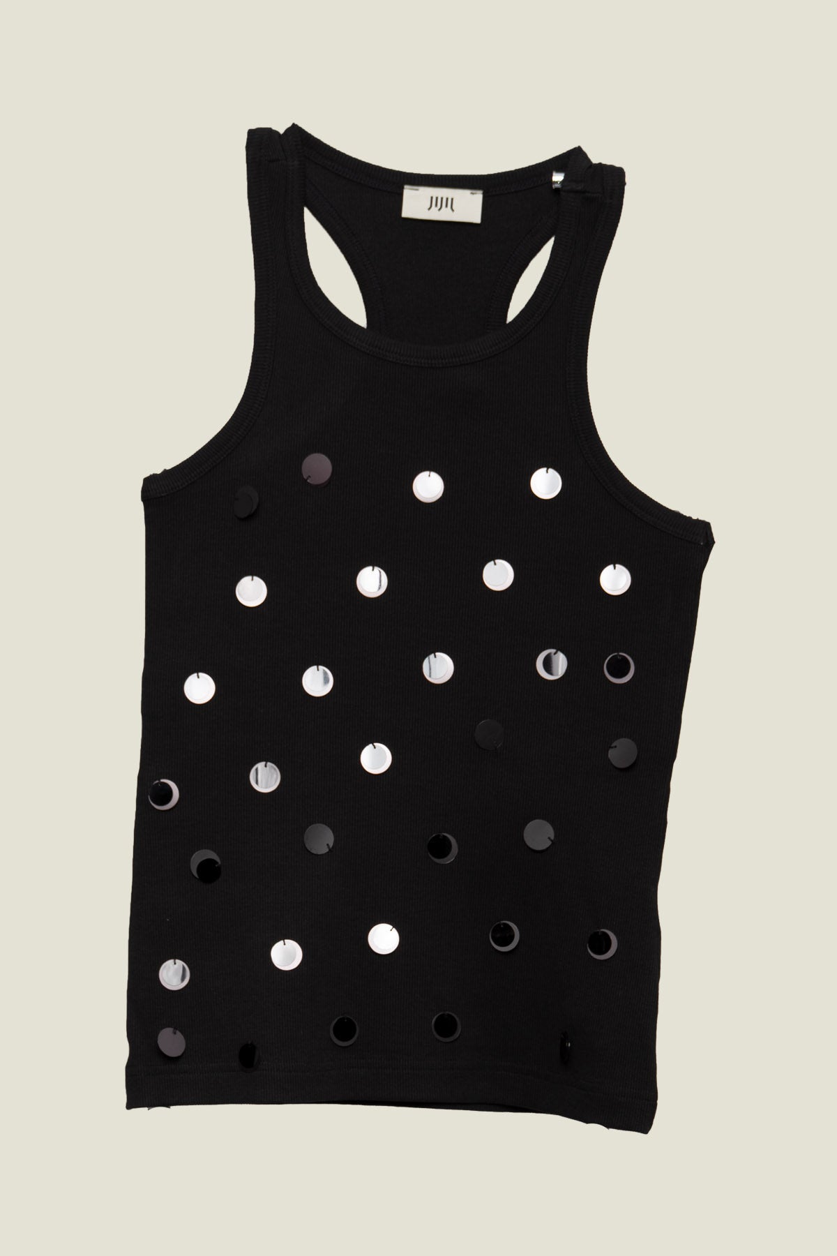 CANOTTA A COSTINE CON MAXI PAILLETTES