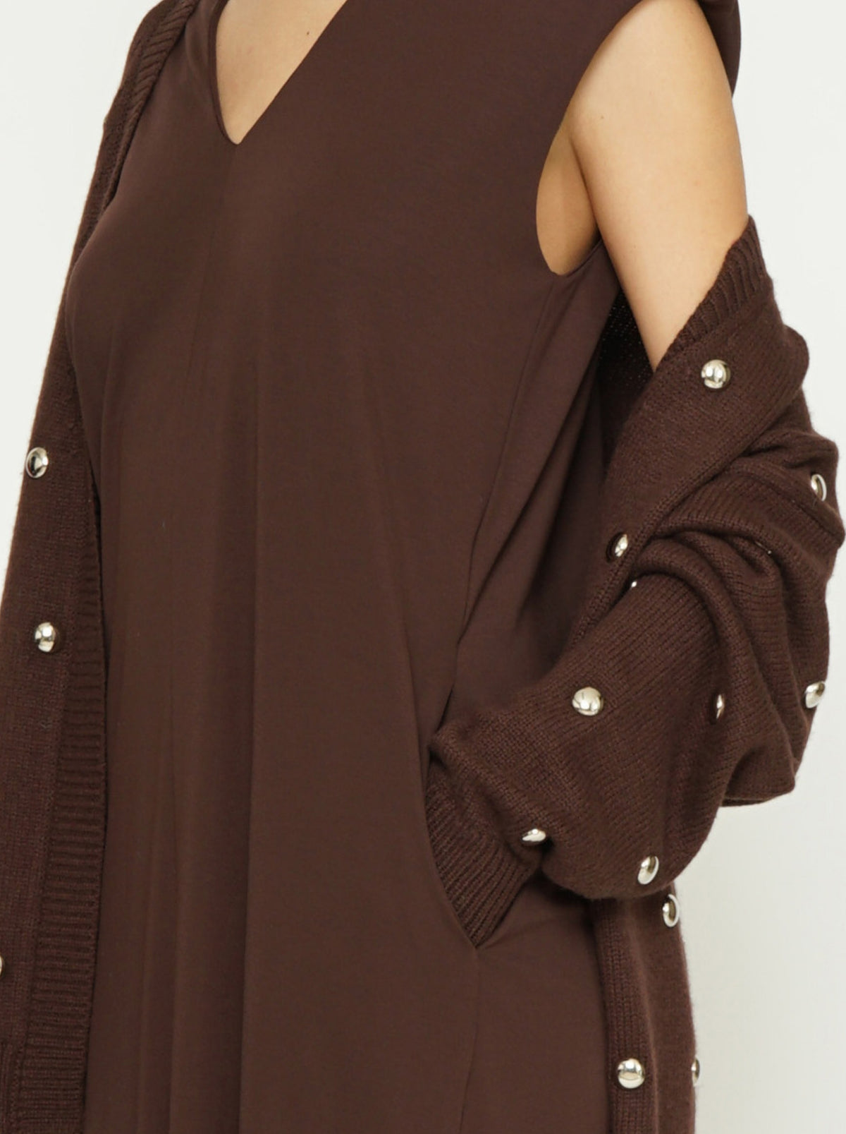 CARDIGAN CON BORCHIE SILVER ALL-OVER