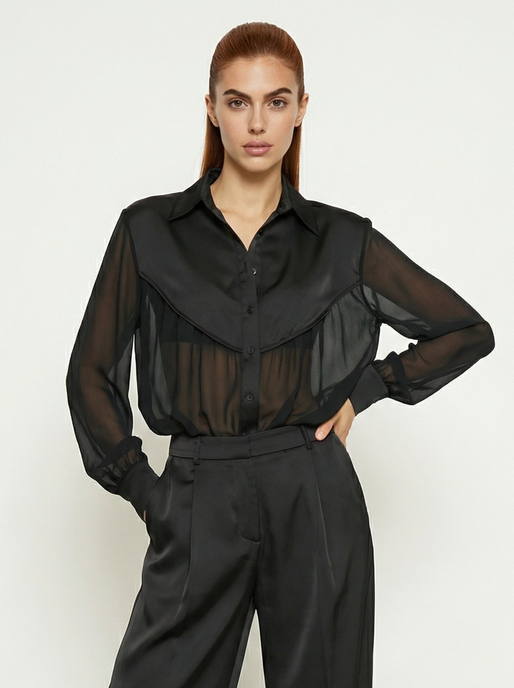 CAMICIA CON INSERTI TRASPARENTI