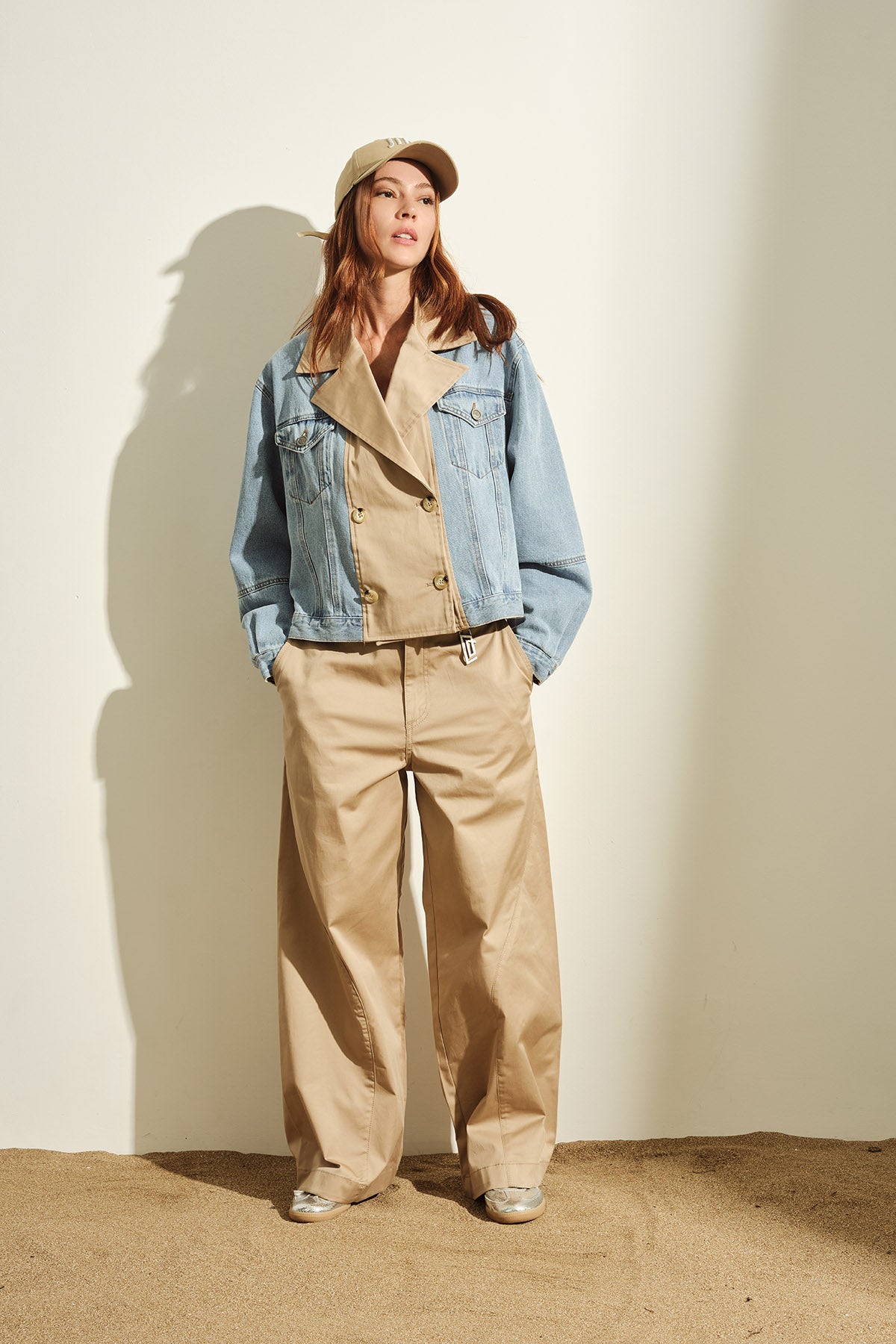 CAPOSPALLA IN DENIM CON INSERTO IN GABARDINA