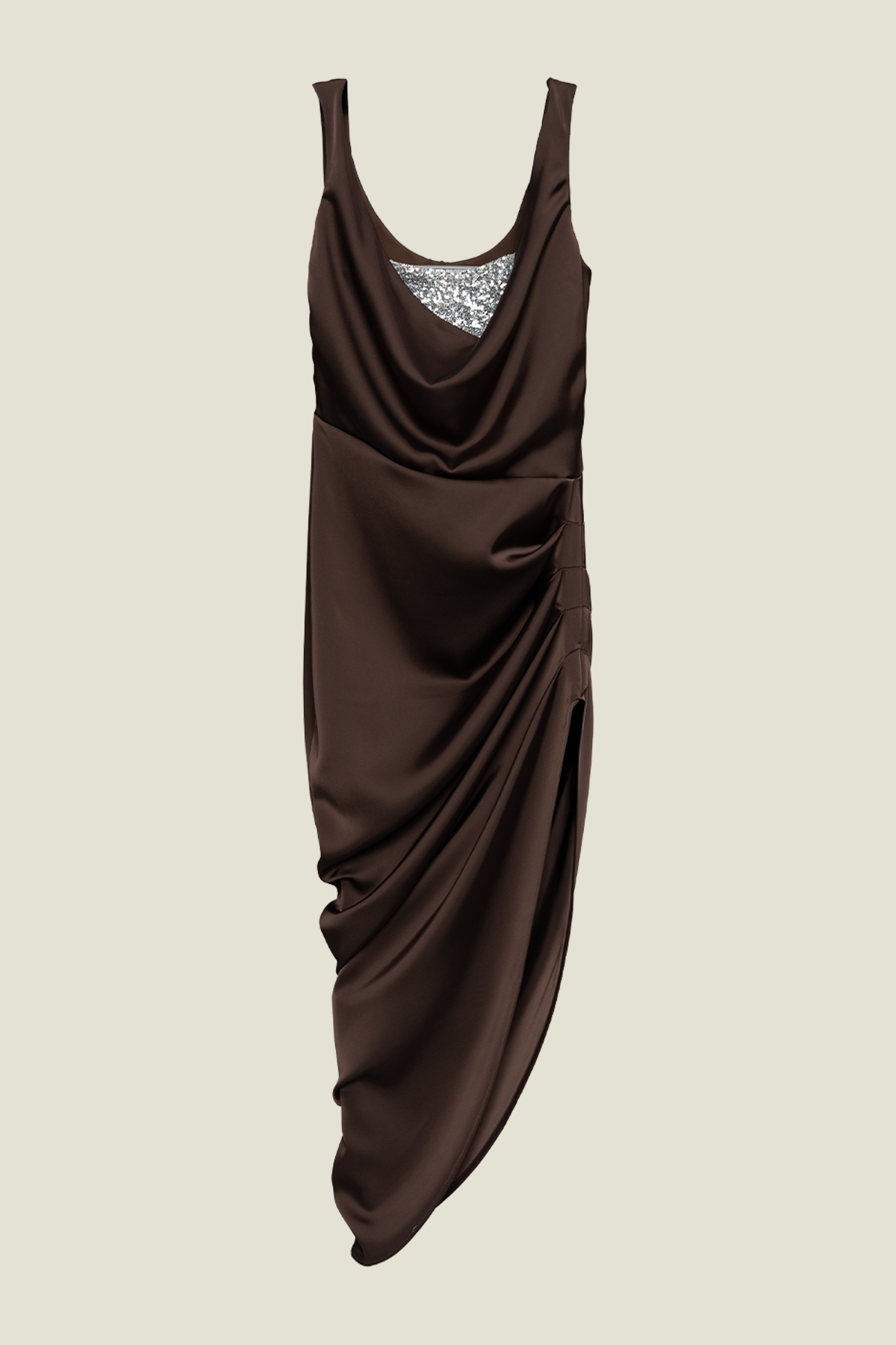 ABITO IN RASO CON DETTAGLIO IN PAILLETTES